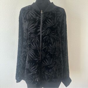 Torrid Black Burnout Velvet Bomber‎ Jacket Size 4